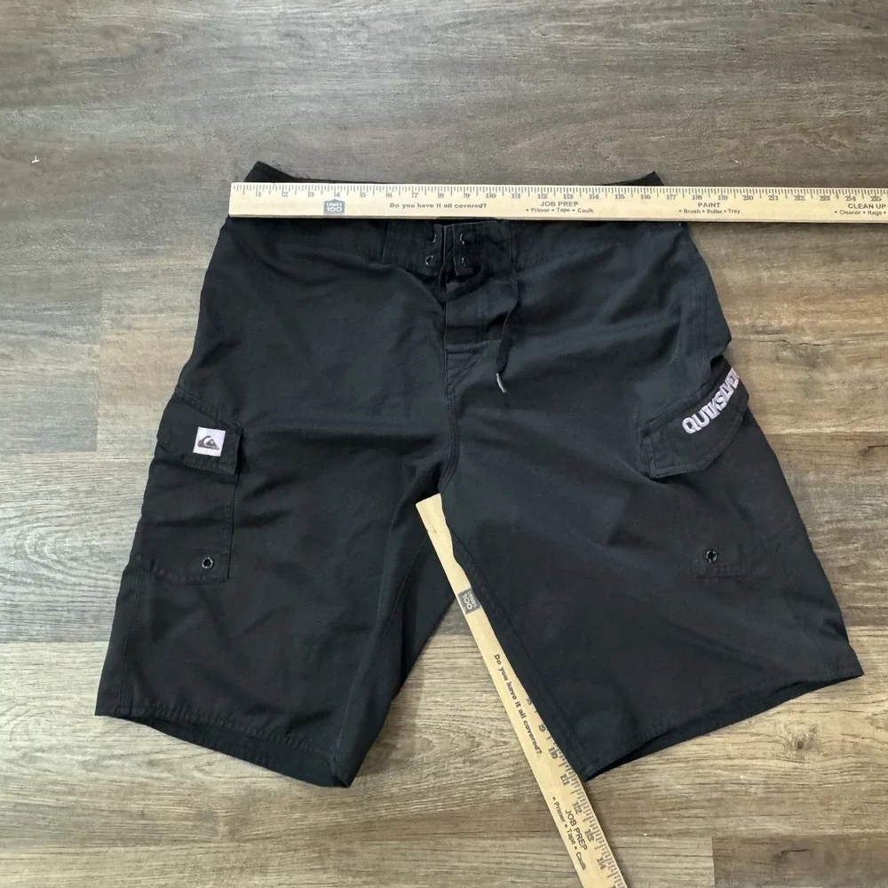 Quicksilver Black Cargo Board Shorts Swim Trunks Mens‎ Surfer Skater
